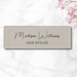 Moderne kapster Salon Beige Naambadge