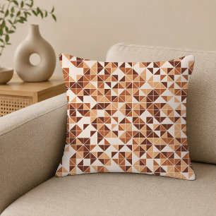 Moderne Karamel Bruine Geometrische Driehoek Patro Kussen