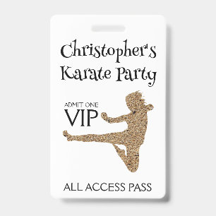 Moderne Karate Party Kids Verjaardag VIP Pass Badg Badge
