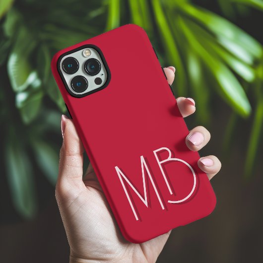 Moderne kardinaal rood monogram Initialen Hedendaa Case-Mate iPhone Case