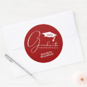 Moderne Kardinaalrode Afstudeerfeest Ronde Sticker (Envelop)