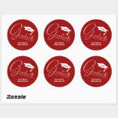 Moderne Kardinaalrode Afstudeerfeest Ronde Sticker (Vel)