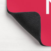 Moderne Karmozijn Rood Minimalistische Monogram In Muismat (Hoek)
