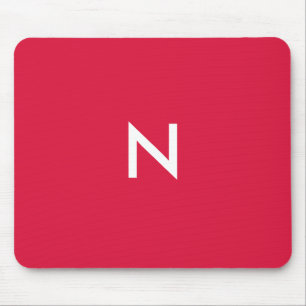 Moderne Karmozijn Rood Minimalistische Monogram In Muismat