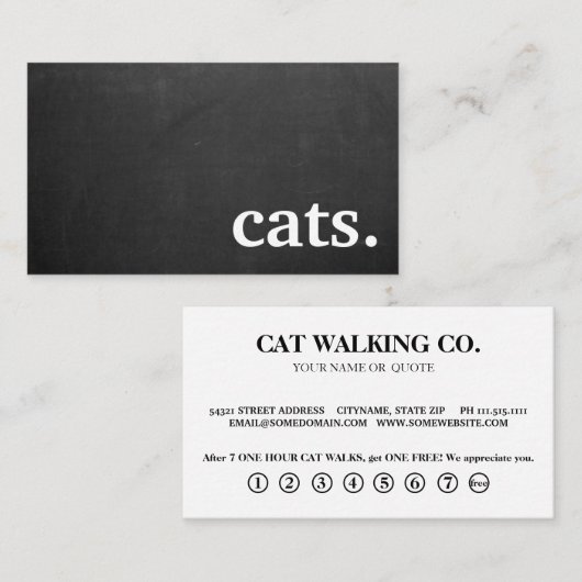 Moderne kartonnen katten. trouwerekaart visitekaartje (Voorkant / Achterkant)