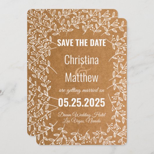 Moderne kartonnen stijl bespaart de datumkaart save the date (Voorkant / Achterkant)