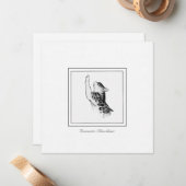 Moderne Kat Chalk & Charcoal Black en White Sketch Notitiekaartje (Voorkant / Achterkant in situ)