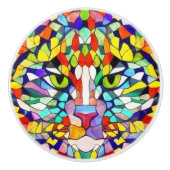 Moderne Kat Face Abstracte Waterverf - kleurrijk Keramische Knop (Voorkant)