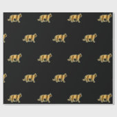 Moderne kat Gold Black Cadeaupapier (Vlak)