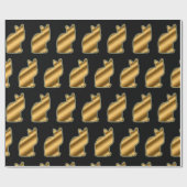 Moderne kat Gold Black Cadeaupapier (Vlak)
