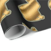 Moderne kat Gold Black Cadeaupapier (Rol Hoek)