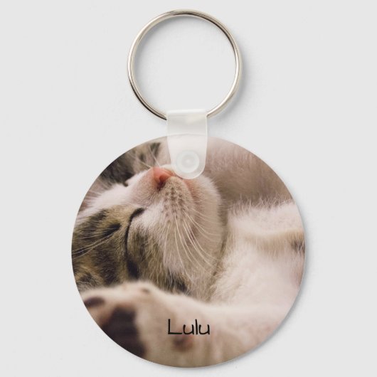 Moderne kat huisdier foto dubbelzijdig sleutelhanger (Voorkant)