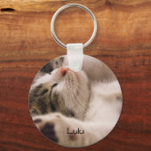 Moderne kat huisdier foto dubbelzijdig sleutelhanger (Voorkant)