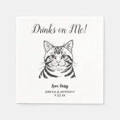 Moderne kat huwelijks cocktail servetten  (Voorkant)