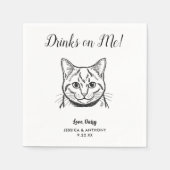 Moderne kat huwelijks cocktail servetten (Voorkant)