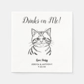 Moderne kat huwelijks cocktail servetten (Voorkant)