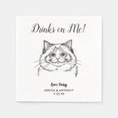 Moderne kat huwelijks cocktail servetten (Voorkant)