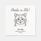 Moderne kat huwelijks cocktail servetten (Voorkant)