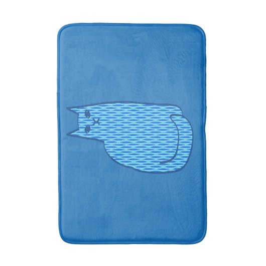 Moderne kat, kobalt en lichtblauw badmat (Voorkant Verticaal)