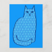 Moderne kat, kobalt en lichtblauw briefkaart (Voorkant)
