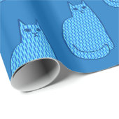 Moderne kat, kobalt en lichtblauw cadeaupapier (Rol Hoek)