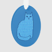 Moderne kat, kobalt en lichtblauw ornament (achterkant)