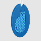 Moderne kat, kobalt en lichtblauw ornament (voorkant)