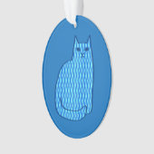 Moderne kat, kobalt en lichtblauw ornament (voorkant)