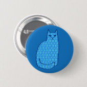 Moderne kat, kobalt en lichtblauw ronde button 5,7 cm (Voorkant /achterkant)