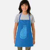 Moderne kat, kobalt en lichtblauw schort (Insitu)