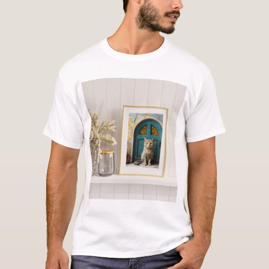 Moderne Kat Kunst Decoratie T-shirt (Voorkant)
