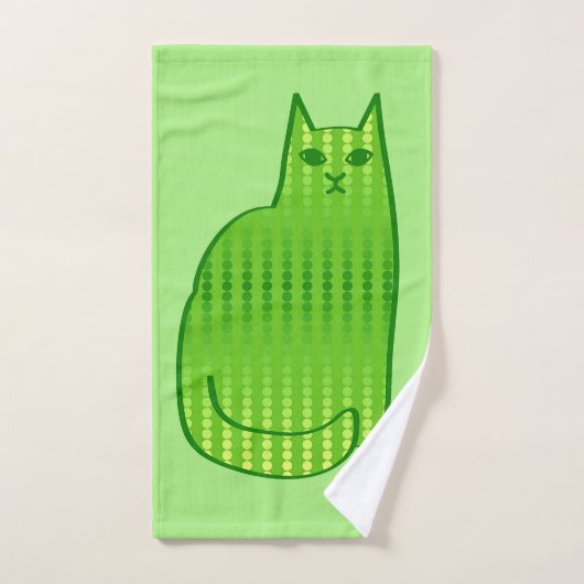 Moderne kat, Limoen en smaragdgroen Bad Handdoek (Handdoek)