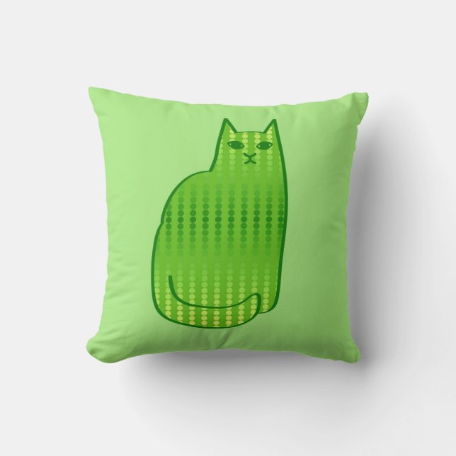 Moderne kat, Limoen en smaragdgroen Kussen (Voorkant)