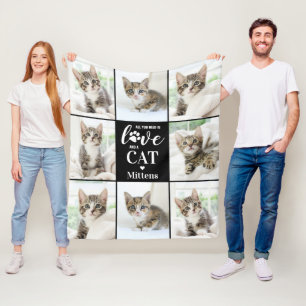 Moderne Kat Lover Pet Aangepast 8 Foto Collage Fleece Deken