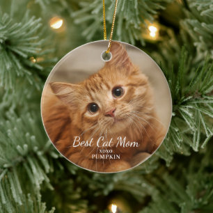 Moderne kat mam foto kerst keramisch ornament