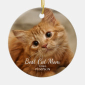 Moderne kat mam foto kerst keramisch ornament (Voorkant)
