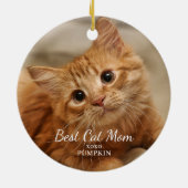 Moderne kat mam foto kerst keramisch ornament (Achterkant)
