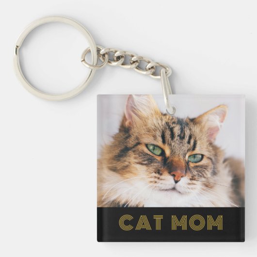 Moderne kat mam foto sleutelhanger (voorkant)