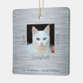 Moderne Kat Memorial Fotoliefst Kerstmis Keramisch Ornament (Links)