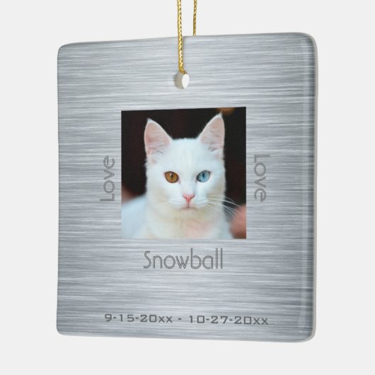 Moderne Kat Memorial Fotoliefst Kerstmis Keramisch Ornament (Links)
