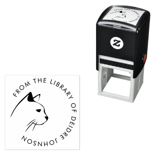 Moderne kat minimalistisch gebruik uit het bibliot  zelfinktende stempel (In situ)