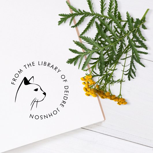 Moderne kat minimalistisch gebruik uit het bibliot zelfinktende stempel