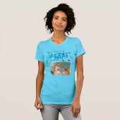Moderne Kat Naam en Naam Blauwe Kleur Splash T-shirt (Voorkant volledig)
