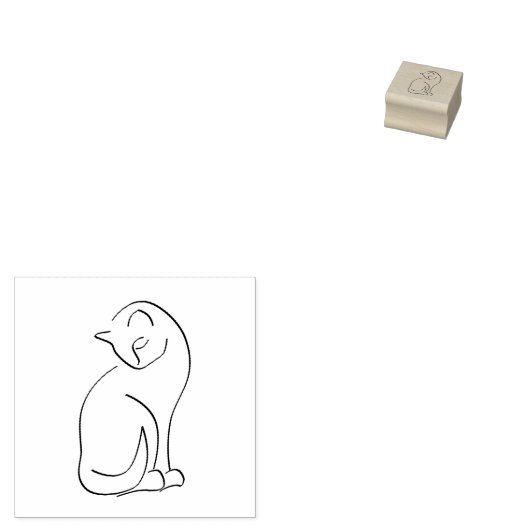 Moderne kat outline rubberen stempel (Gestempeld)