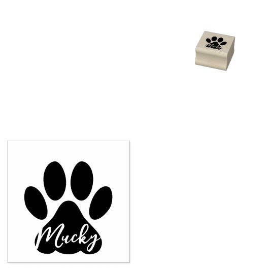 Moderne Kat Pauw Print met naam. Houten Rubberstempel (Gestempeld)