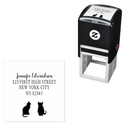 Moderne kat silhouetten handgeschreven script zelfinktende stempel (In situ)