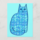 Moderne kat uit de middeleeuwen, Turquoise en mari Briefkaart (Voorkant)