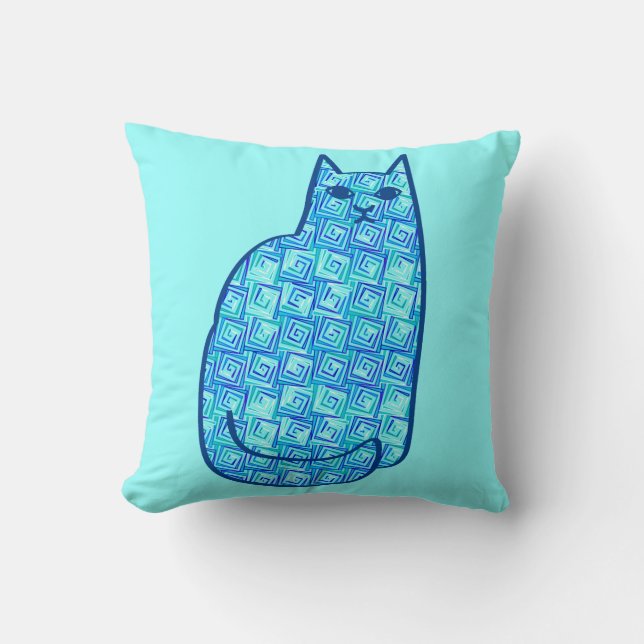 Moderne kat uit de middeleeuwen, Turquoise en mari Kussen (Voorkant)
