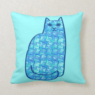 Moderne kat uit de middeleeuwen, Turquoise en mari Kussen