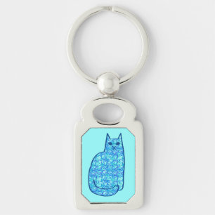 Moderne kat uit de middeleeuwen, Turquoise en mari Sleutelhanger